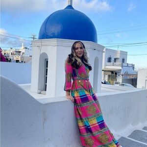 Vintage 70s Disco Colorful Long Sleeve Jumpsuit